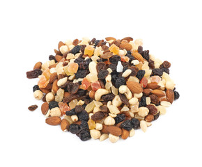 Nuts and dried fruits mix isolated
