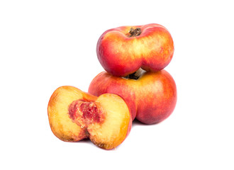 Fototapeta na wymiar Flat peaches with half
