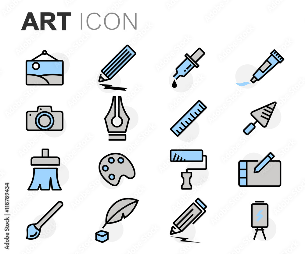 Wall mural vector flat line art icons set