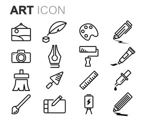 Vector black line art icons set