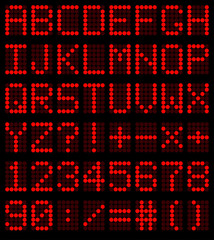 Colorful red LED set against. Scoreboard digital font