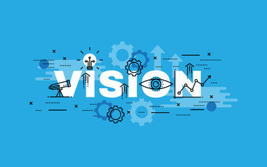 Lettering flat line design concepts of Vision.