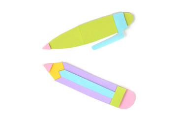 Pen and pencil on white background - isolated
