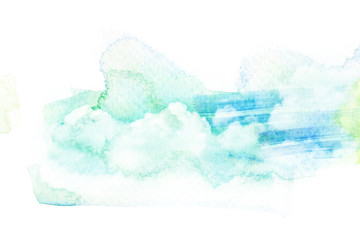 Watercolor illustration of sky with cloud.
