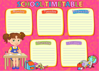 School timetable image vector illustration.
