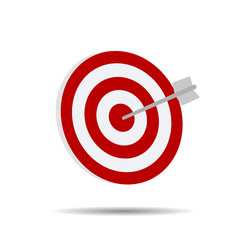 Direct hit on target arrow on a white background vector illustration