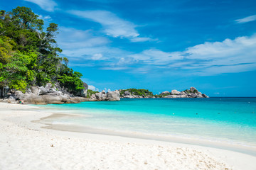 Fototapeta na wymiar Beautiful tropical island white sand beach summer holiday - Travel summer vacation concept. 
