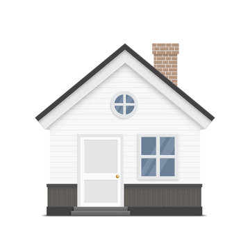 House vector illustration, Home concept graphics, door, two windows and chimney