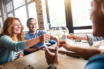 Group of friends having party