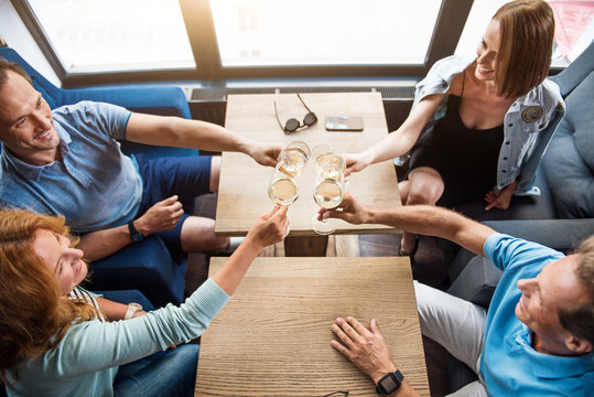 Positive friends having party