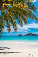 Beautiful tropical island white sand beach summer holiday - Travel summer vacation concept.	