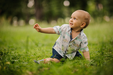 happy little boy in the park