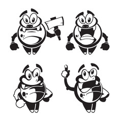 Funny cute little black quirky monster vector character