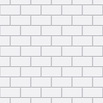 Vector White Brick Seamless Pattern For Bathroom Or Kitchen