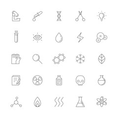 Medical and science vector outline icon set. Simple design.