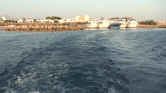 Egypt scuba diving red sea divers safari boat leaves port diving boat
