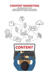 content marketing strategy concept for your business. Can be used for one page website, business data, web page design, cover page, brochure template. vector illustration