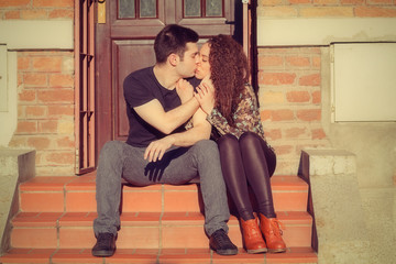 Couple enjoying outdoors in a urban surroundings.