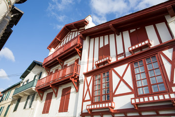 Typical Basque house in Biarritz, Basque Country, France - obrazy, fototapety, plakaty