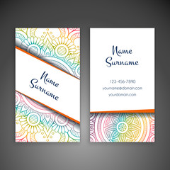 Business card. Vintage decorative elements.