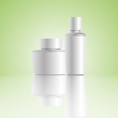 Vector blank cosmetic container for cream powder or gel green bg