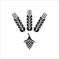 Hop and wheat beer sign simple icon on background