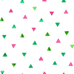 Seamless pattern with bright watercolor triangles. Vector illustration