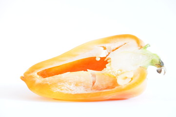  
Beautiful yellow peppers, isolated on white background.