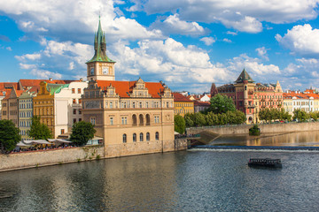 View from Charles Bridge. Prague at sunset. Czech Republic