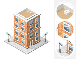 Isometric High Quality City Element on White Background. Residential