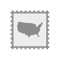 Isolated mail stamp icon with  a map of the USA