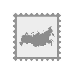 Isolated mail stamp icon with  a map of Russia