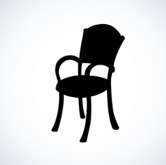 Vector drawing. Wooden chairs with armrests