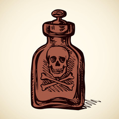 Glass bottles of poison. Vector drawing