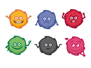 Fototapeta premium Cute monsters vector illustration. Set of colored icons emoticons