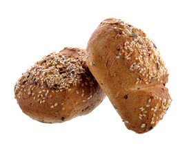 sesame bread on white background