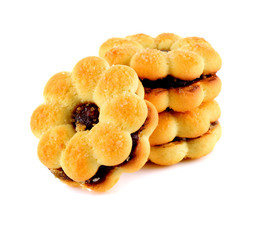 biscuits, filled with pineapple jam isolated on white background
