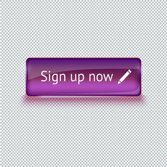 Realistic glass button for web interface. Vector illustration.