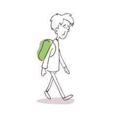 Man Walking with Backpack