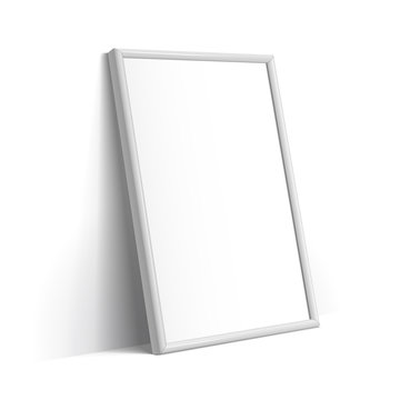 Realistic White horizontal frame for paintings