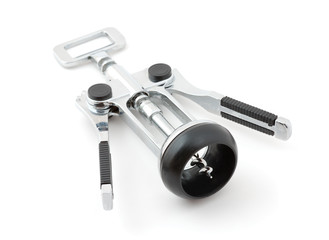 Metallic corkscrew isolated on white background