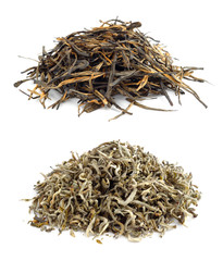 Heaps of dried tea isolated on white background