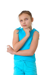 confused girl on white background