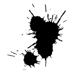 Abstract black ink spot silhouette background.