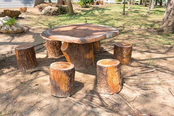 Tables and chairs in the garden