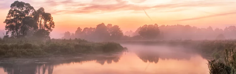 Wall murals Morning with fog Foggy river in the morning