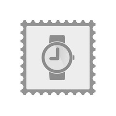 Isolated mail stamp icon with a wrist watch