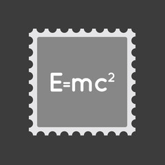 Isolated mail stamp icon with the Theory of Relativity formula
