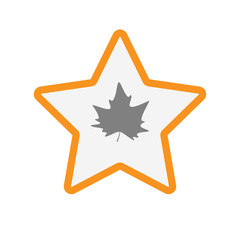 Isolated line art star icon with an autumn leaf tree