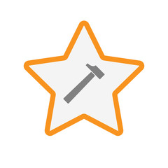 Isolated line art star icon with a hammer